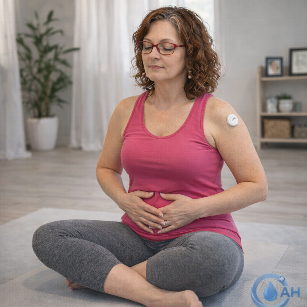 Pomalý nádech nosem na čtyři doby, výdech na šest. ✔️ Snižuje stresový hormon kortizol. ✔️ Pomáhá stabilizovat glykémii nepřímo přes nervový systém. 14–17 minuta: Jemné přitahování kolen  Vleže na zádech přitáhni jedno koleno k hrudníku. Drž 3 dechy, vystřídej. Pak obě kolena – jemné kolébání ze strany na stranu.  ✔️ Masáž beder ✔️ Úleva od napětí