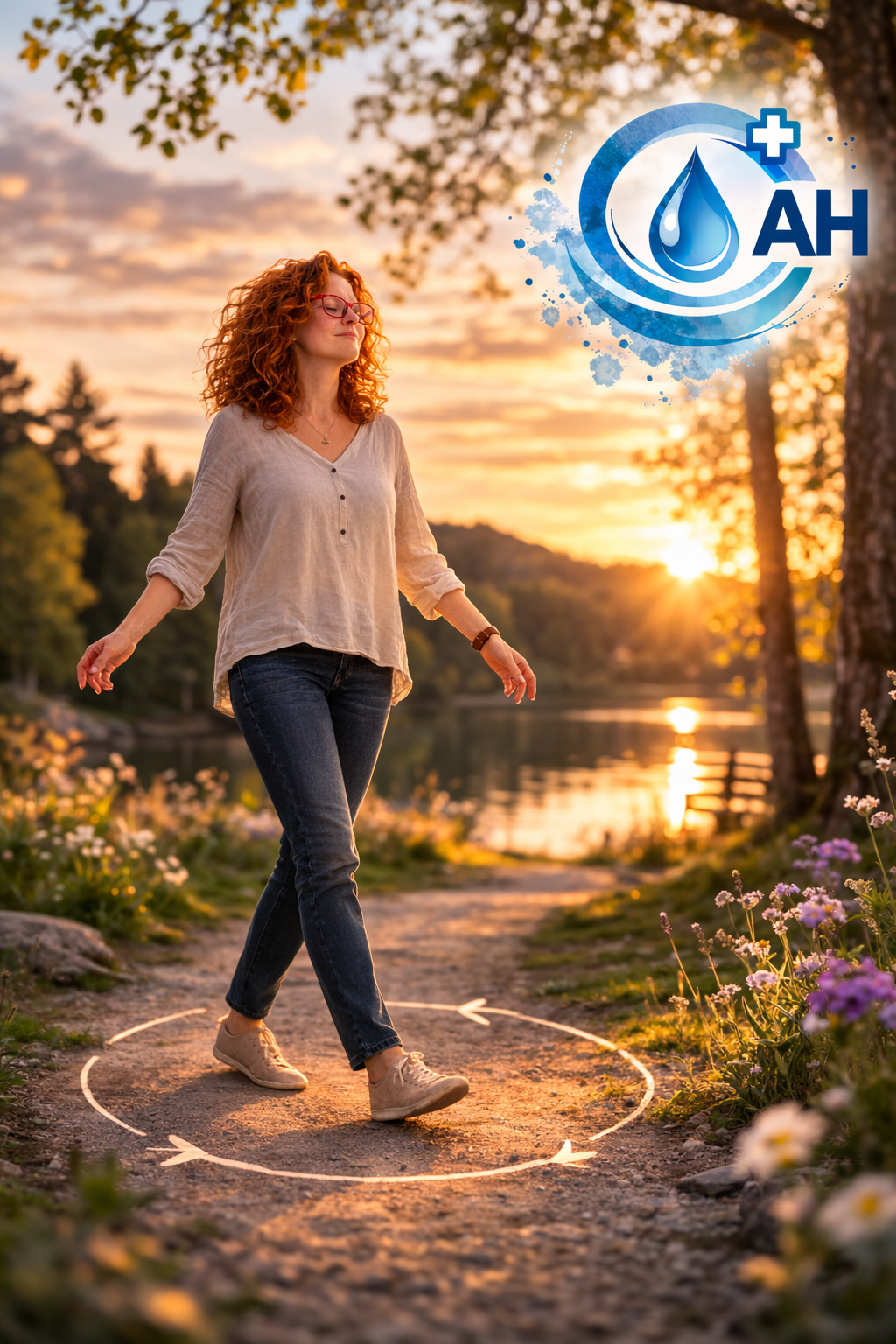 Uklidňující kruhová chůze  Pomalu se pohybuj v kruhu, kroky nech plynout bez spěchu. Vnímej rytmus pohybu, dech a postupné zklidnění těla i mysli.